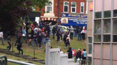 Scuffle action, right-wing style.