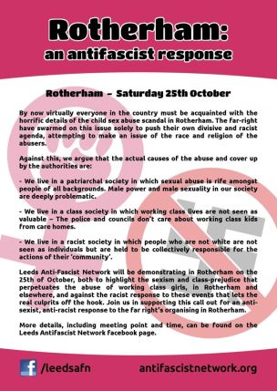 The leaflet produced by Leeds AFN advertising the event.